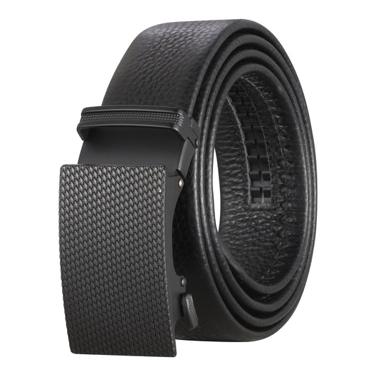 BELTBUY Leather Ratchet Slide Belt 2 Pack with Click Buckle 1 1/4"- Adjustable Trim to Fit
