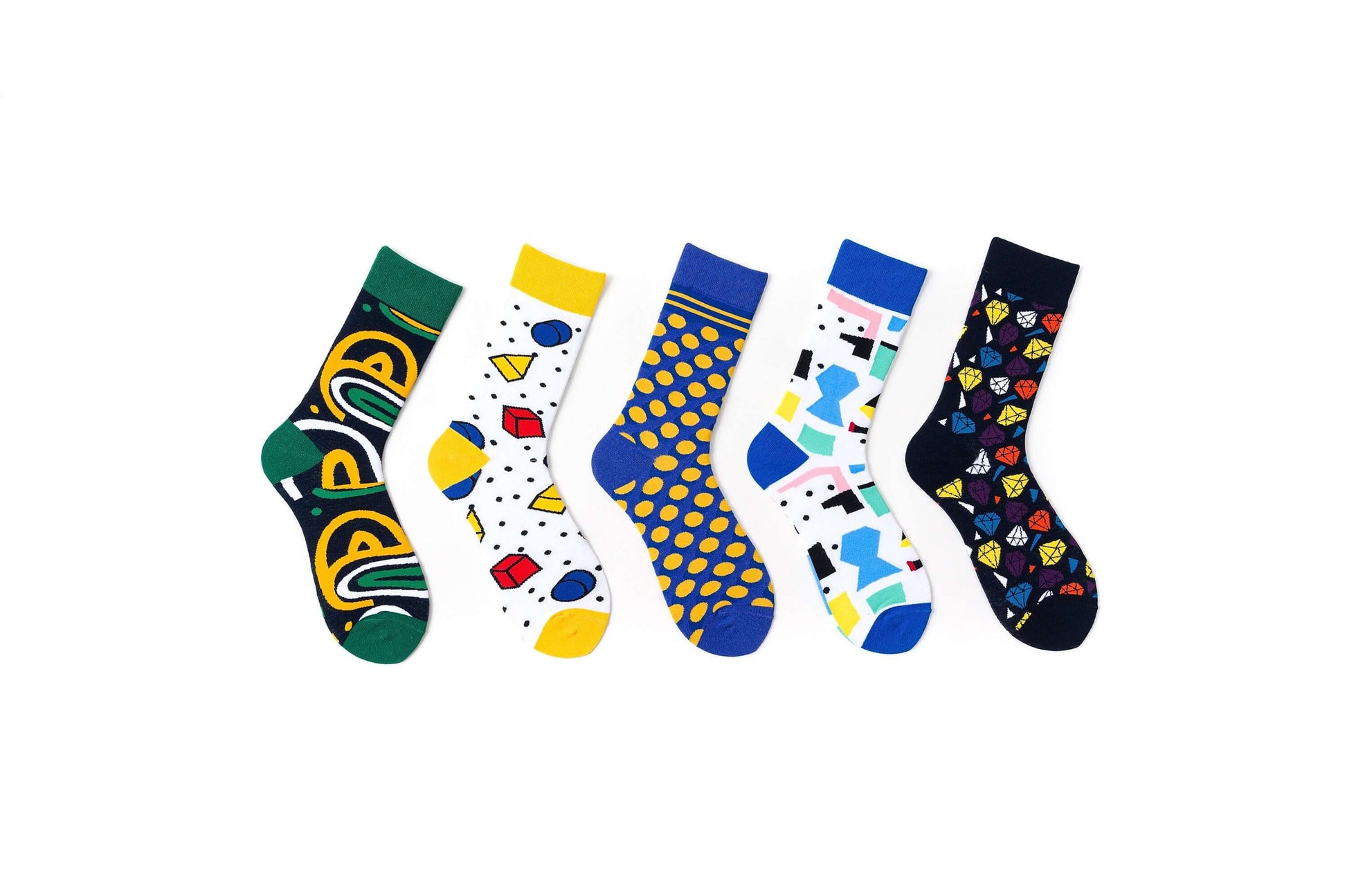 10 Pack High-Tube Trendy Socks for Men & Women Geometry Dot Diamon European American British Style Colorful Trend Cotten Socks - Beltbuy Store