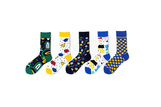 10 Pack High-Tube Trendy Socks for Men & Women Geometry Dot Diamon European American British Style Colorful Trend Cotten Socks - Beltbuy Store